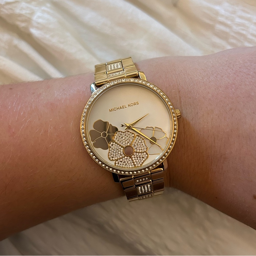 Michael Kohrs Floral Pave Gold Watch